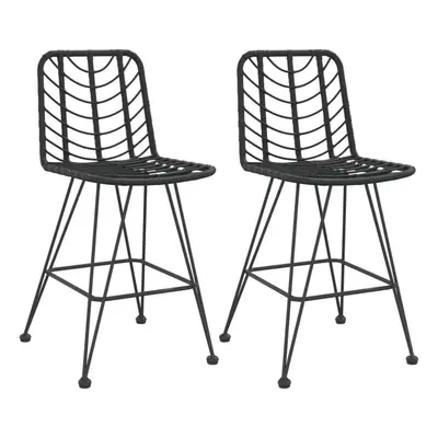 (black) vidaXL Bar Stools Garden Bar Chair Bistro Chair PE Rattan and Steel pcs