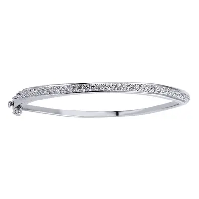 Jewelco London Ladies Sterling Silver Cubic Zirconia Half Eternity Bangle Bracelet 4mm - GVG070