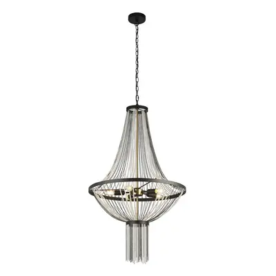 Searchlight Baguette Light Pendant, Black, Satin Brass