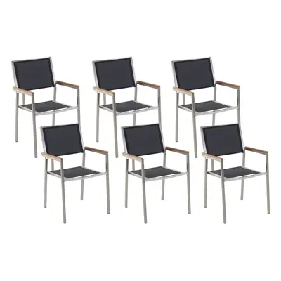 Set of Garden Chairs GROSSETO Stainless Steel Black