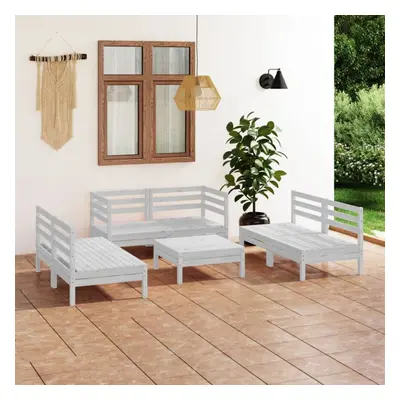 vidaXL Solid Pinewood Garden Lounge Set Piece White Outdoor Seating Sofa