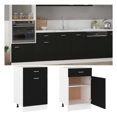 vidaXL Kitchen Cabinet Black Chipboard Home Kitchen Storage Shelf Organiser