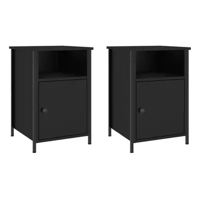 vidaXL Bedside Cabinets Bedside Table Side Table pcs Black Engineered Wood