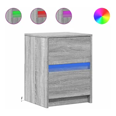 vidaXL Bedside Cabinets with LED Lights pcs Grey Sonoma Engineered Wood