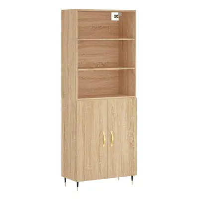 (sonoma oak, doors) vidaXL Highboard Sideboard Storage Cabinet High Gloss White Engineered Wood