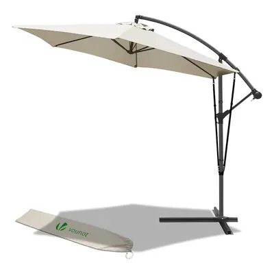 VOUNOT 3m Cantilever Garden Parasol, Banana Patio Umbrella with Crank Handle, Wind Protection St