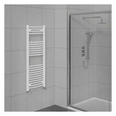 WarmeHaus Curved Bathroom Heated Towel Rail Warmer Radiator Central Heating White - 1200x500mm