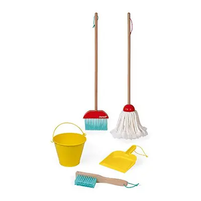 - Cleaning Set - Realistic Wooden Accessories - Broom + Mop + Bucket + Shovel + Brush - Imitatio