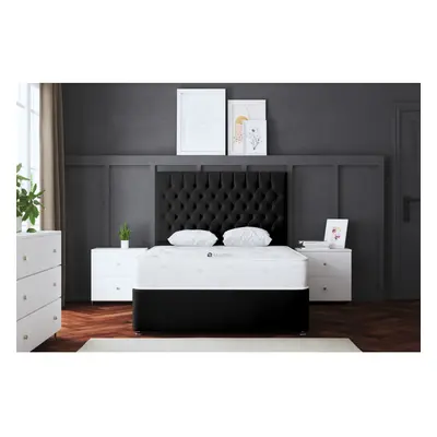 (Single, Black) Seraphine Divan Upholstered Bed