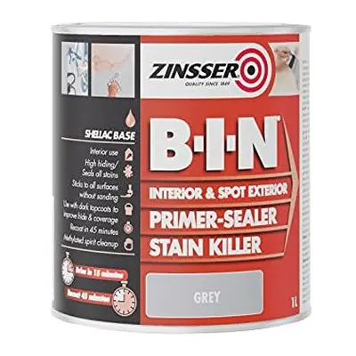 Zinsser B.I.N Primer, Sealer & Stain Killer Paint Grey 2.5 litre, ZINBING25L