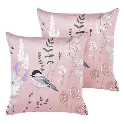 Set of Velvet Cushions x cm Pink CYCLAMEN