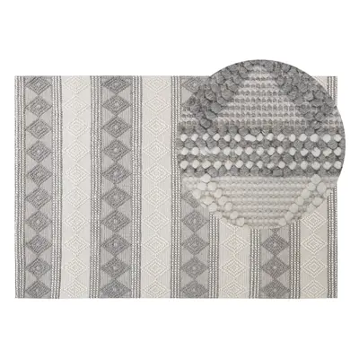 Wool Area Rug x cm Beige and Grey BOZOVA