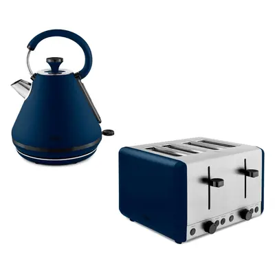 Blue Pyramid Kettle Toaster Set Tower Sera 1.7L 3000W Slice Smoked Black Trim