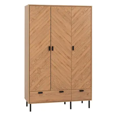 Leon Door Drawer Wardrobe Medium Oak Effect with Metal Feet