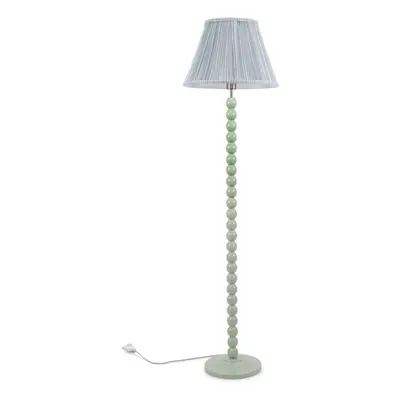 ValueLights Bobbins Sage Green & Blue Stripe Pleated Shade Floor Lamp