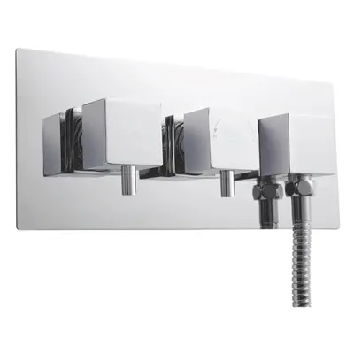 Square Concealed Twin Thermostatic Shower Valve With Diverter (1 Outlet) - Chrome - Balterley