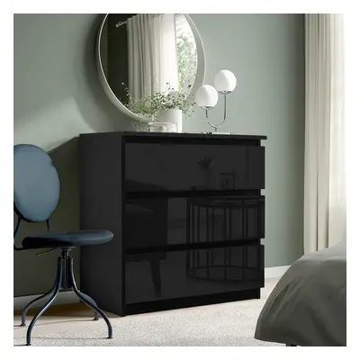 ((3 Drawers Chest Black)) Chest Of Drawers Bedroom Furniture Storage Bedside to Drawers