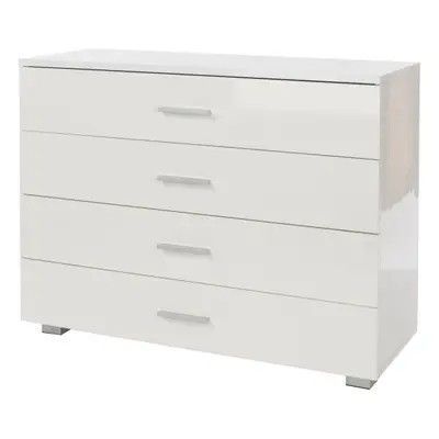 Chest of Drawers Cabinet High Gloss Finish White Wide Drawers Clothes Storage