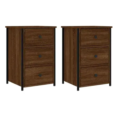 (brown oak) vidaXL Bedside Cabinets Nightstand Bed Table pcs Sonoma Oak Engineered Wood