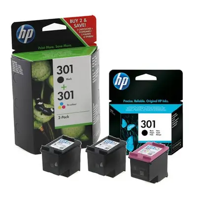 301 3-pack Black/Tri-colour Original Ink Cartridges Combo pack Page Yield B 190/ Tri (E5Y87EE)