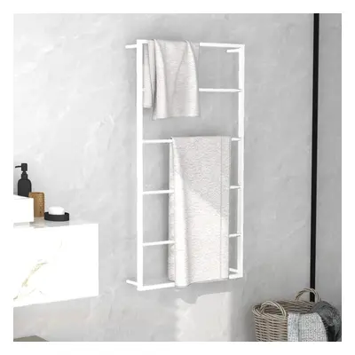 vidaXL Towel Rack White Steel Bathroom Wall Storage Rack Towel Hanger Holder