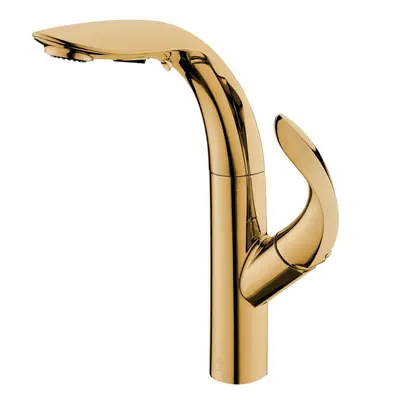 (Gold) Zinc Alloy Kitchen Sink Pull Out Faucet Single Handle Double Water Modes Cold And Hot Mix