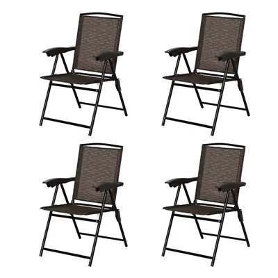 Set of Patio Folding Chairs Garden Deck Lounge Armchairs Adjustable