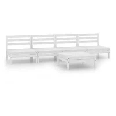 vidaXL Solid Pinewood Garden Lounge Set Piece White Outdoor Seating Sofa