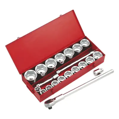 22 PACK Socket Set - 1" Metric Square Drive - Point Socket & Ratchet Handle