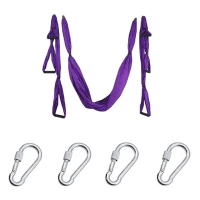 (Violet) Handles Aerial Yoga Hammock Flying Swing Anti gravity Pilates Exercises Device