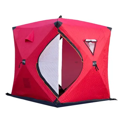 (Red) Portable Ice Fishing Shelter Easy Set-up Winter Tent Waterproof & Windproof