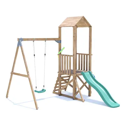 SquirrelFort Climbing Frame with Single Swing, Low Platform & Slide