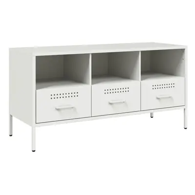 (white) vidaXL TV Cabinet TV Stand TV Unit Hifi Media Cabinet White Cold-rolled Steel