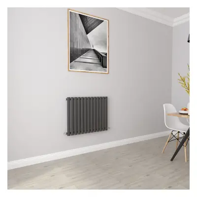 (Single 600x767mm, Anthracite) Designer Oval Column Radiator Central Heating