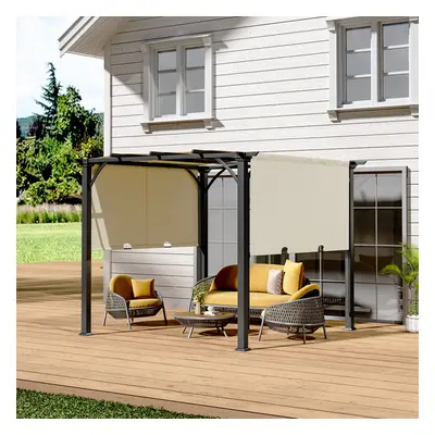 3 x 3m Pergola Gazebo with Retractable Cnopy Outdoor Garden Shelter UV Protection Waterproof for