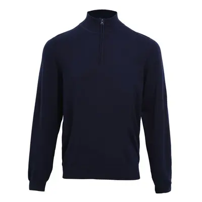 (M, Navy) Premier Mens Zip Neck Sweatshirt