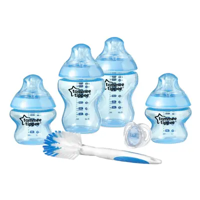 Closer to Nature Newborn Baby Bottle Starter Set, Breast-Like Teats with Anti-Colic Valve, Blue