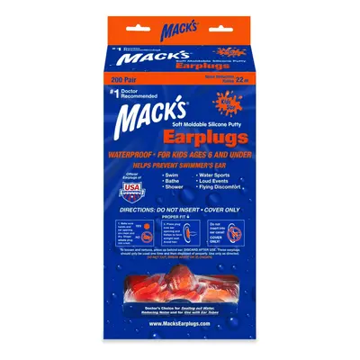 (200 Pairs) Mack's - Soft Moldable Silicone Putty Earplugs Kids Size