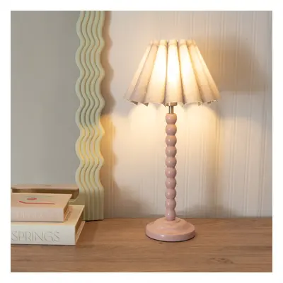 ValueLights Bobbins Grey Scallop Taper Shade Painted Rose Table Lamp