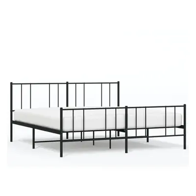 (black, x cm/with headboard & footboard) vidaXL Metal Bed Frame with Headboard Bed Base Mattress