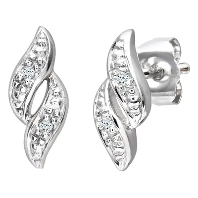 Jewelco London 9ct White Gold Round 2pts Diamond Twist Drop Earrings - PE0AXL3138W