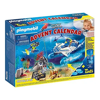 PLAYMOBIL Advent Calendar Bathtime Fun Police Diving Mission, For ages 4+