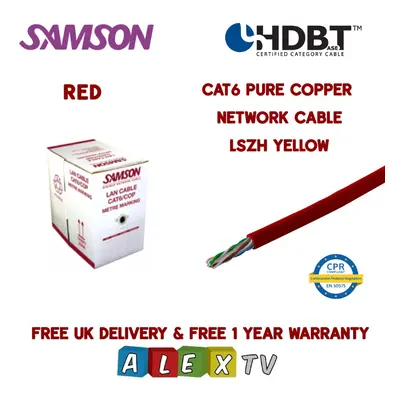 305m Samson CAT6 Pure Copper LSZH RED Internal Network Cable HDBaseT Certified