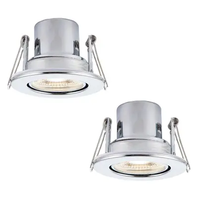 2 PACK Recessed Tiltable Ceiling Downlight - 8.5W Cool White LED Chrome Plate