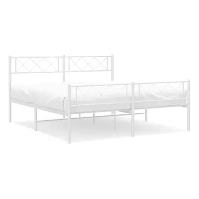 (white, x cm/with headboard & footboard) vidaXL Metal Bed Frame Bedroom Platform Bed Base Bedste