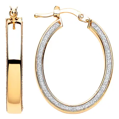 Jewelco London Ladies Yellow Gold-Plated Sterling Silver Moondust Hoop Earrings 19x25mm - GVE604