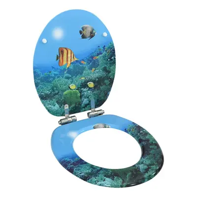 vidaXL WC Toilet Seat with Soft Close Lid MDF Deep Sea Design Quick Release