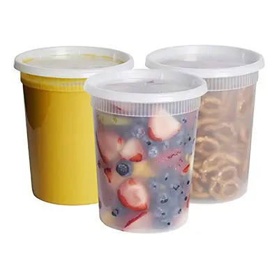 Jenpak oz Tuff Plastics Soup/Deli/Food Containers w/Lids - Pack of