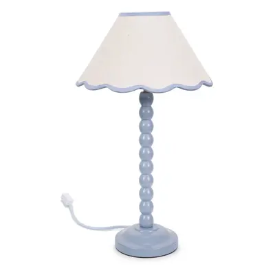 ValueLights Bobbins Powder Blue Table Lamp Linen Blue Scallop Shade