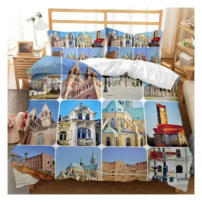 (G, EU-Double(3pcs):200x200cm) 3D Printed England Street Views Building Bedding âCovers Set